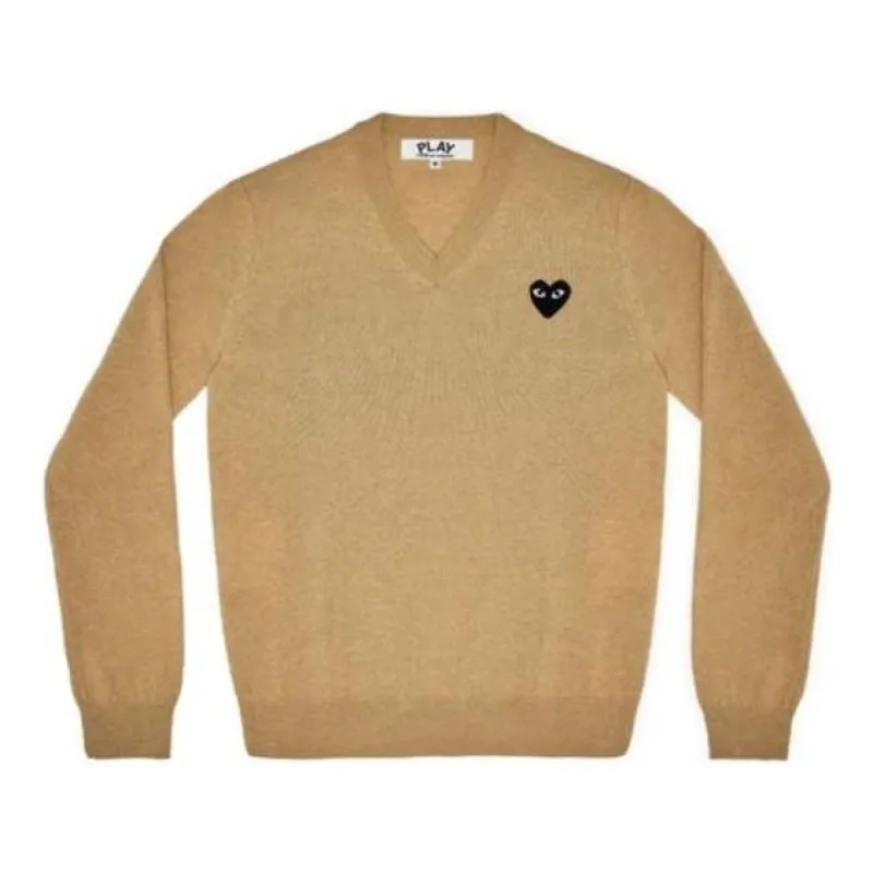 COMME des GARCONS PLAY V-Neck L/S T-shirt Black Emblem 'Beige' AZ-N018-051-3 sold by KicksCrew