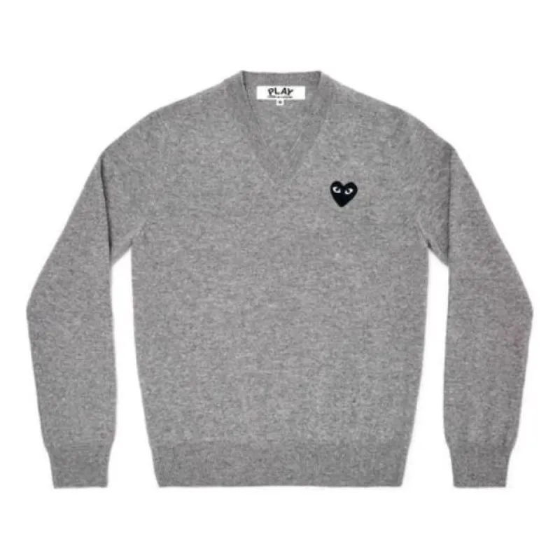COMME des GARCONS PLAY V-Neck L/S T-shirt Black Emblem 'Grey' AZ-N018-051-2 sold by KicksCrew