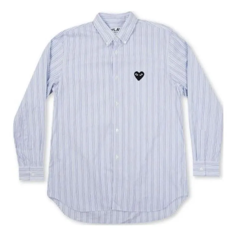 (WMNS) COMME des GARCONS PLAY Striped Shirt Black Emblem 'Blue' AZ-B009-051-1 sold by KicksCrew