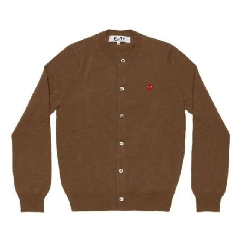 (WMNS) COMME des GARCONS PLAY Cardigan Small Red Heart 'Brown' AZ-N079-051-3 sold by KicksCrew