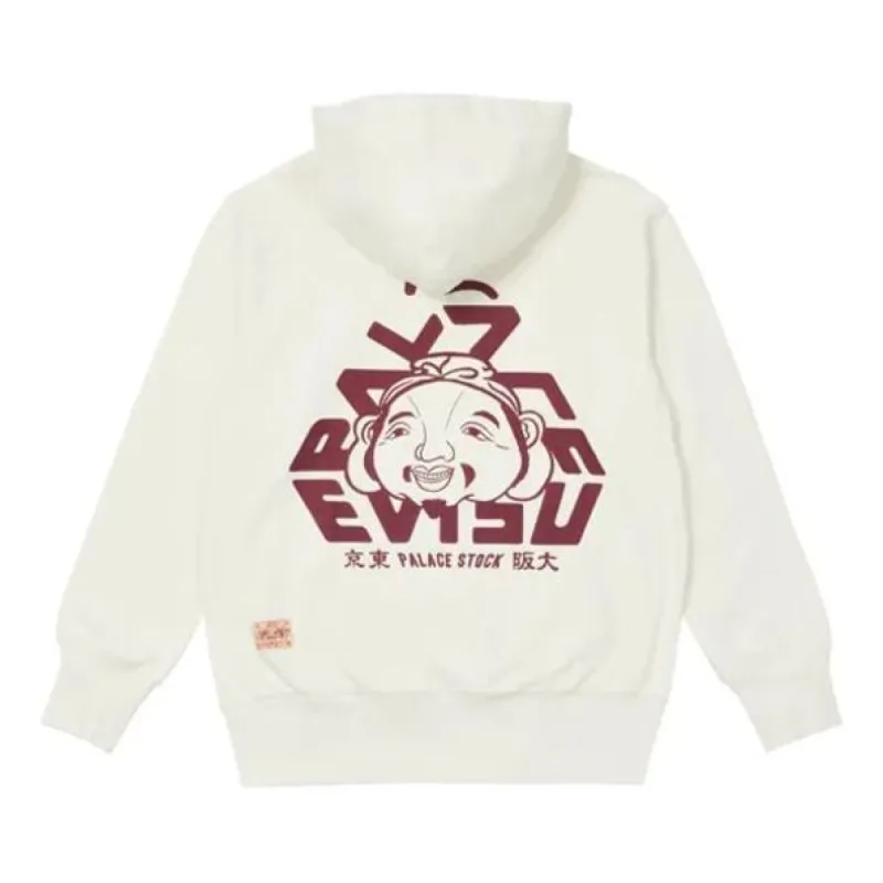 Palace X Evisu FW21 Tri-Godhead Hood Egret 'White' P21EVHD002 sold by KicksCrew