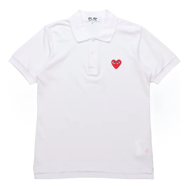 (WMNS) COMME des GARCONS PLAY Polo Red Emblem 'White' AZ-T005-051-5 sold by KicksCrew