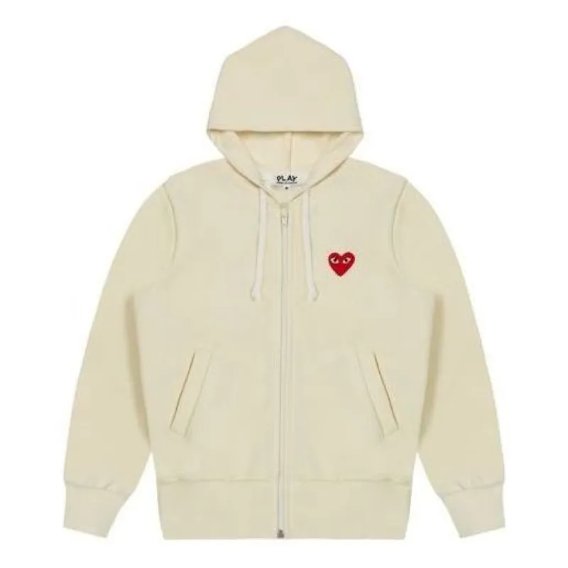 COMME des GARCONS PLAY Zip Hoodie Red Heart Emblem 'Ivory' AZ-T172-051-3 sold by KicksCrew