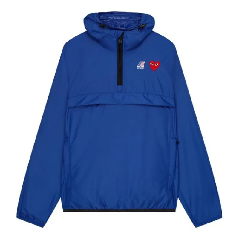 COMME des GARCONS PLAY x K Way Half Zip Jacket 'Blue' AZ-J502-051-2 sold by KicksCrew