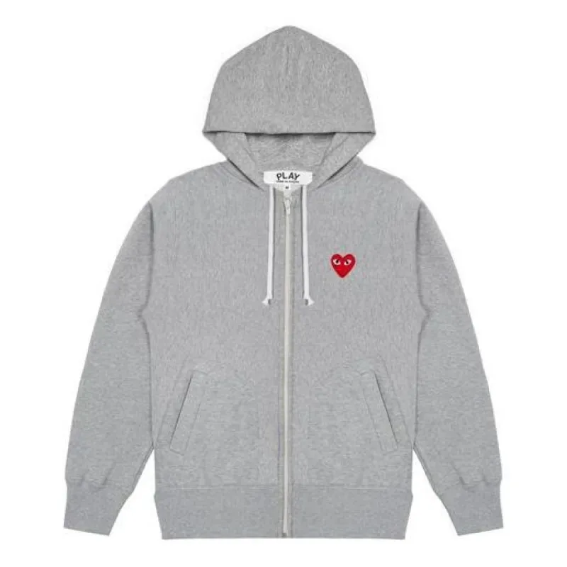 COMME des GARCONS PLAY Zip Hoodie Red Heart Emblem 'Grey' AZ-T168-051-1 sold by KicksCrew