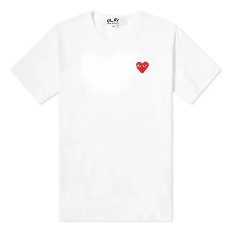 COMME des GARCONS PLAY Basic T-Shirt Red Emblem 'White' P1T108-2 sold by KicksCrew