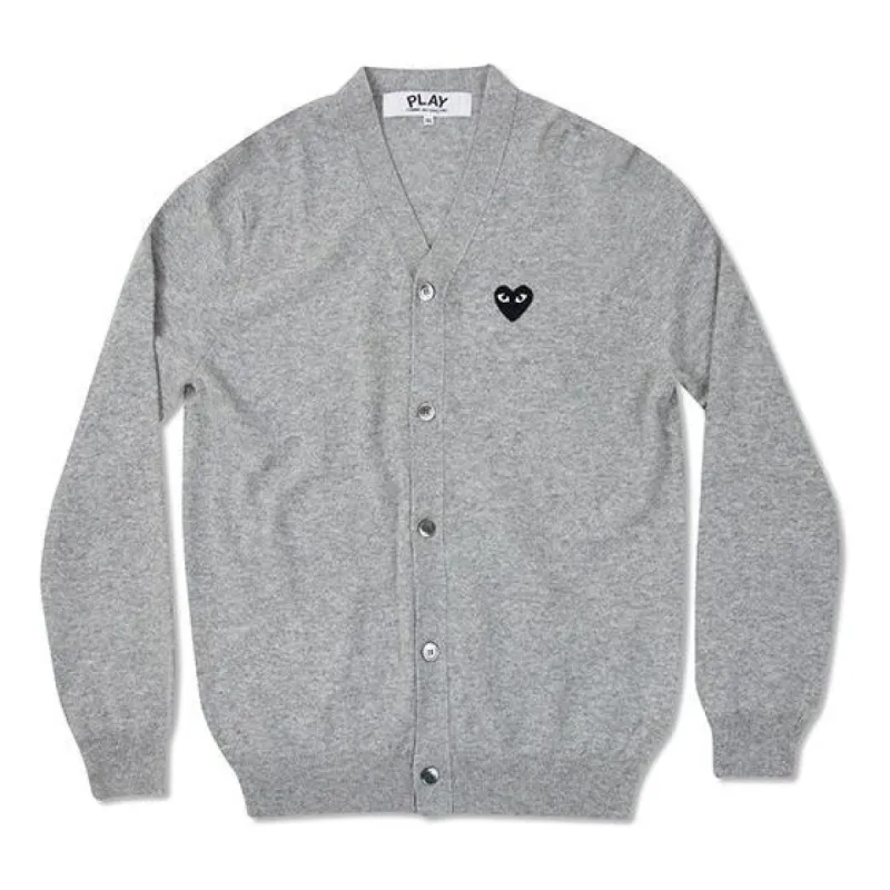 COMME des GARCONS PLAY V-Neck Cardigan Black Heart 'Grey' AZ-N024-051-2 sold by KicksCrew