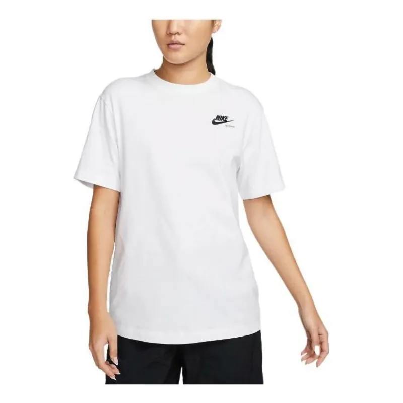 (WMNS) Nike Sportswear Boyfriend T-shirt 'White Black' DR9025-100 sold by KicksCrew