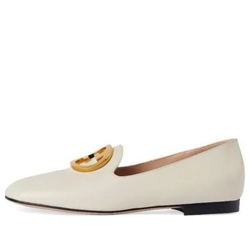 (WMNS) GUCCI Logo Plaque Loafers 'White' 723395-C9D00-9022 sold by KicksCrew