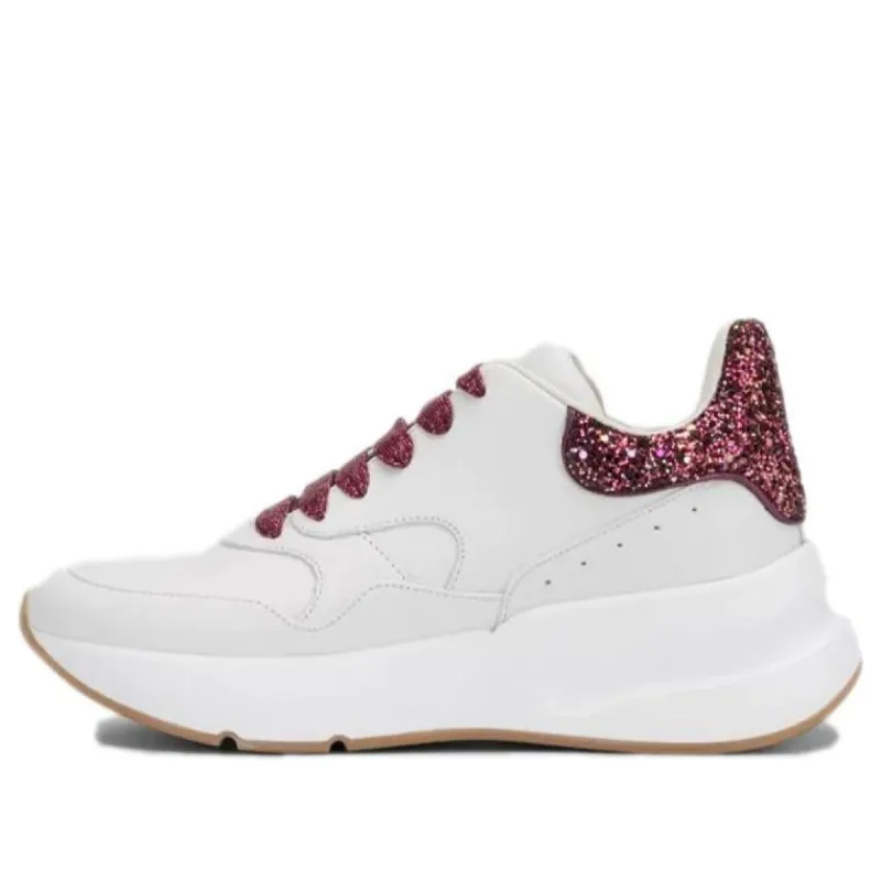 (WMNS) Alexander McQueen Leather Glitter Accents Sneakers 'White Pink' 586413WHVJP9377 sold by KicksCrew