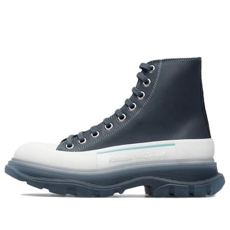 (WMNS) Alexander McQueen Tread Slick Lace-Up Boots 'Navy White' 702041WHZ6D1137 sold by KicksCrew