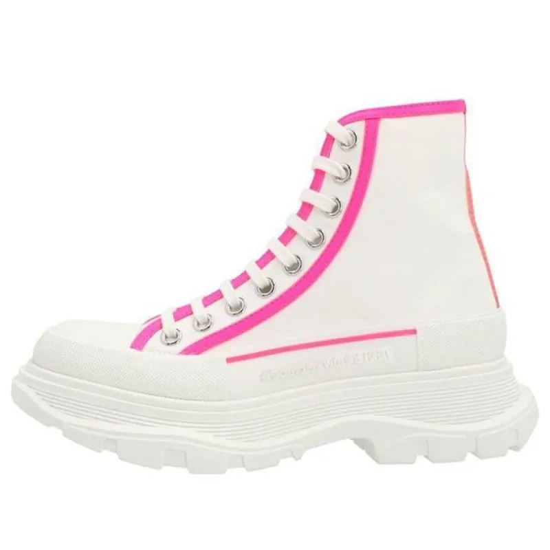 (WMNS) Alexander McQueen Tread Slick Lace-Up Boots 'White Pink' 697082W4MV59895 sold by KicksCrew