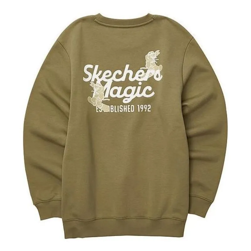 Skechers Letter Printed Crew Sweater 'Olive Green White' L423U073-01N2 sold by KicksCrew