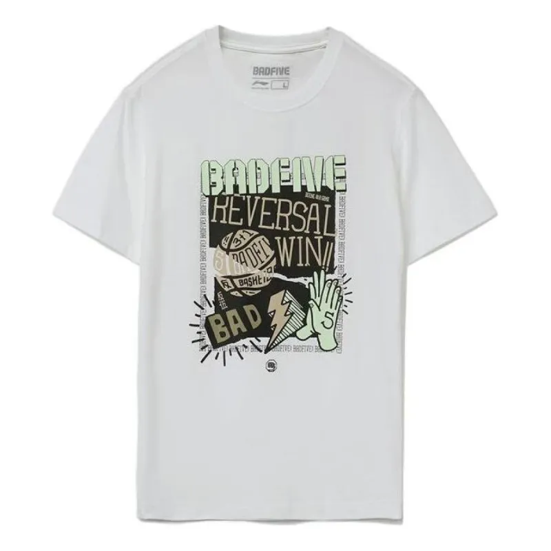 Li-Ning BadFive Graphic Loose Fit T-shirt 'White' AHSR475-3 sold by KicksCrew