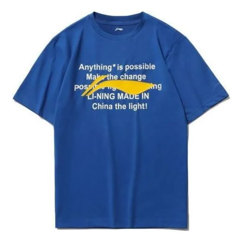 Li-Ning Big Logo Graphic T-shirt 'Blue Yellow' AHSR340-7 sold by KicksCrew