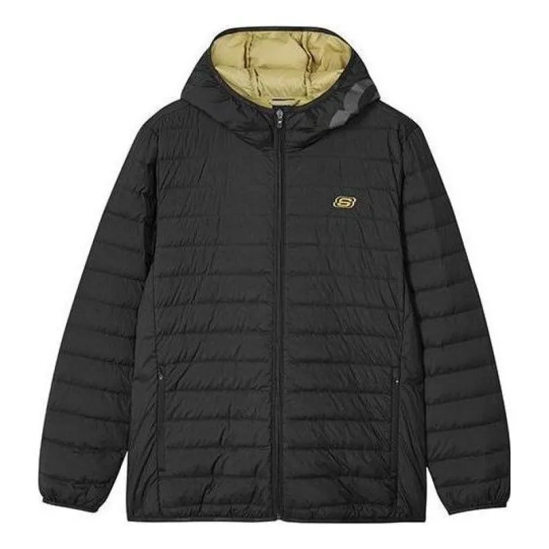 Skechers Logo Printed Woven Down Jacket 'Black' L421M014 sold by KicksCrew