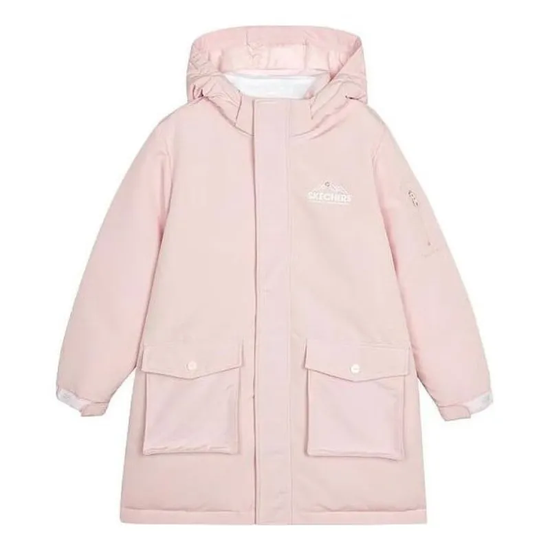 (GS) Skechers Letter Printed Long Down Jacket 'Pink' L421K135-01NX sold by KicksCrew