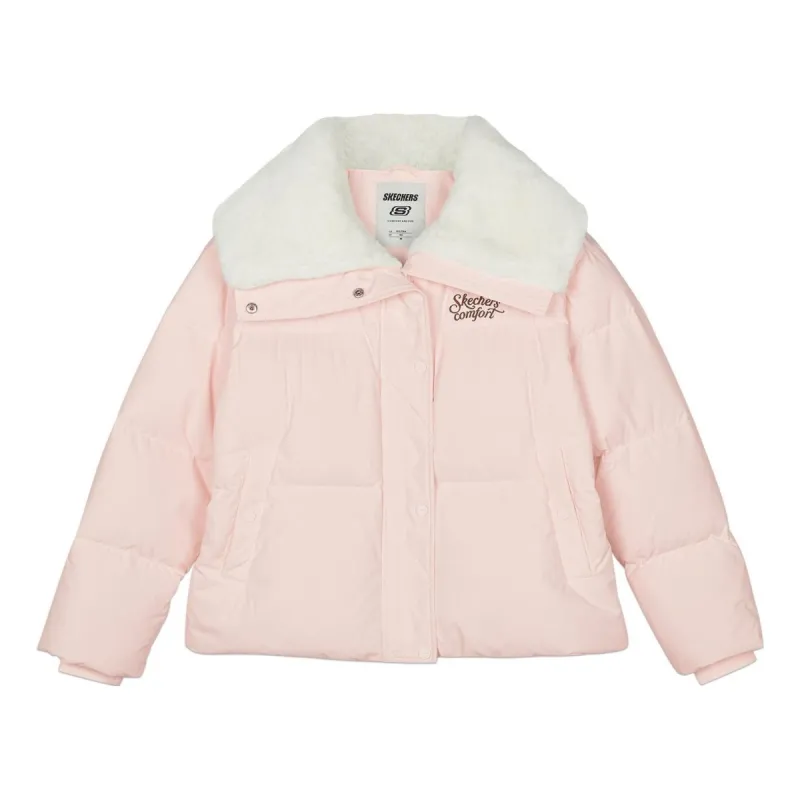 (WMNS) Skechers FASHION Letter Printed Down Jacket 'Pink White' L423W124-01NK sold by KicksCrew