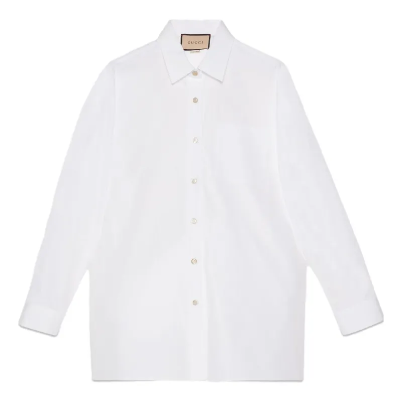 (WMNS) Gucci Cotton Shirt With Gucci Embroidery 'White' 759790-ZAOXQ-9000 sold by KicksCrew