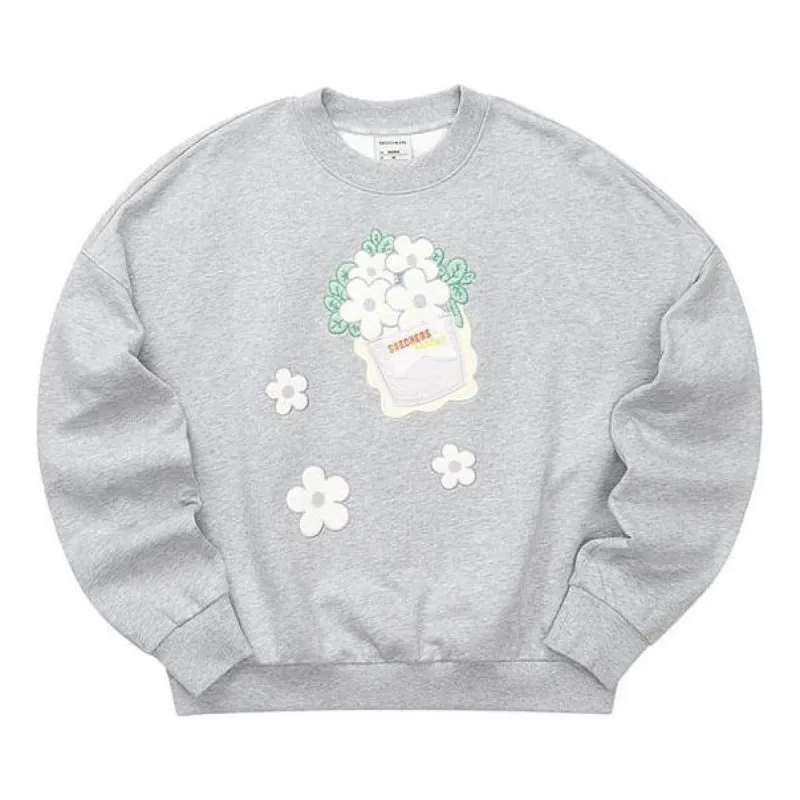 Skechers x XIAOLI Graphic Crew Sweater 'Grey White' L122W051 sold by KicksCrew