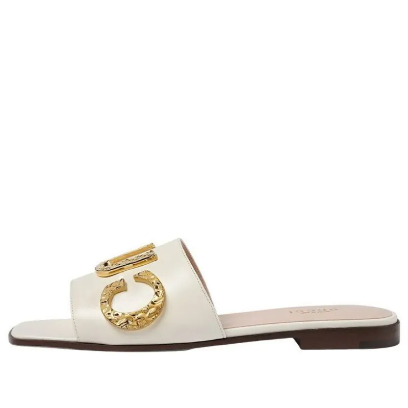 (WMNS) GUCCI Cara Grained leather slip-on Sandal 'Off-White' 694858-C9D00-9022 sold by KicksCrew