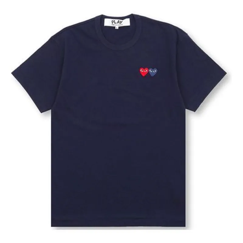 COMME des GARCONS PLAY Basic T-Shirt Two Emblems 'Navy' AZ-T226-051-2 sold by KicksCrew