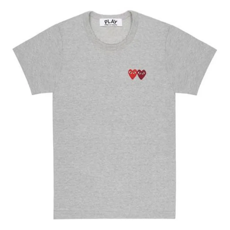 (WMNS) COMME des GARCONS PLAY Basic T-Shirt Two Emblems 'Grey' AZ-T225-051-3 sold by KicksCrew