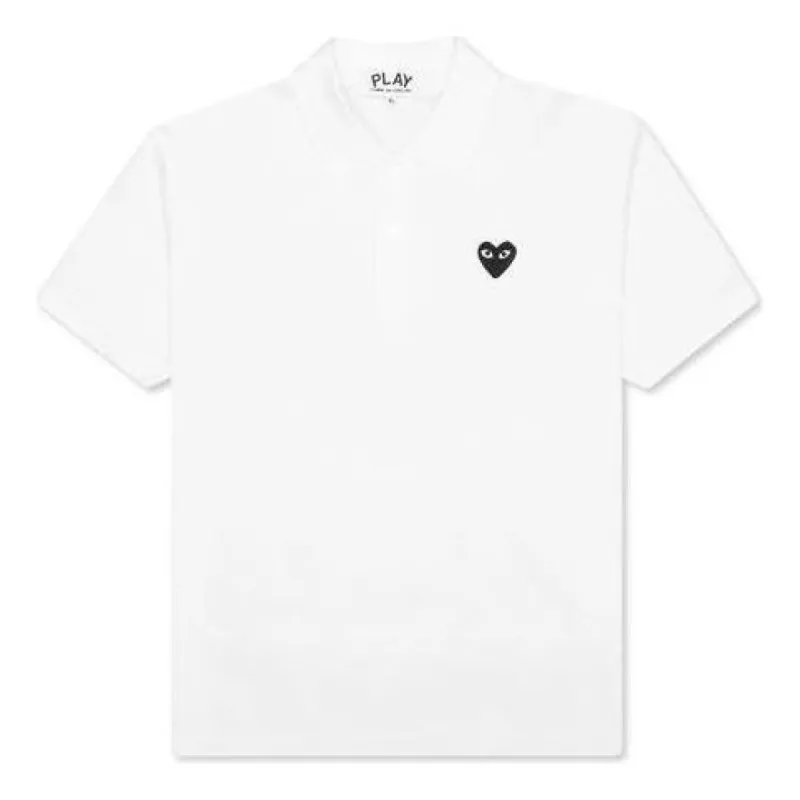 COMME des GARCONS PLAY Polo Black Emblem 'White' AZ-T066-051-2 sold by KicksCrew
