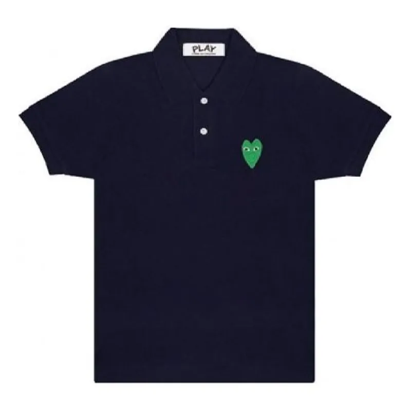 COMME des GARCONS PLAY Polo Green Emblem 'Navy' AZ-T046-051-2 sold by KicksCrew