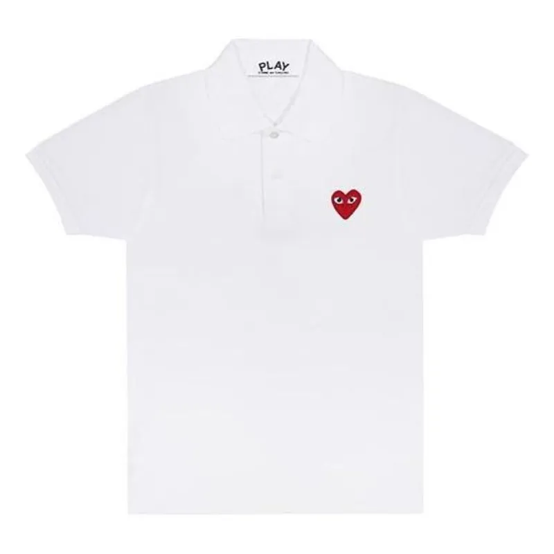 COMME des GARCONS PLAY Polo Red Emblem 'White' AZ-T006-051-5 sold by KicksCrew