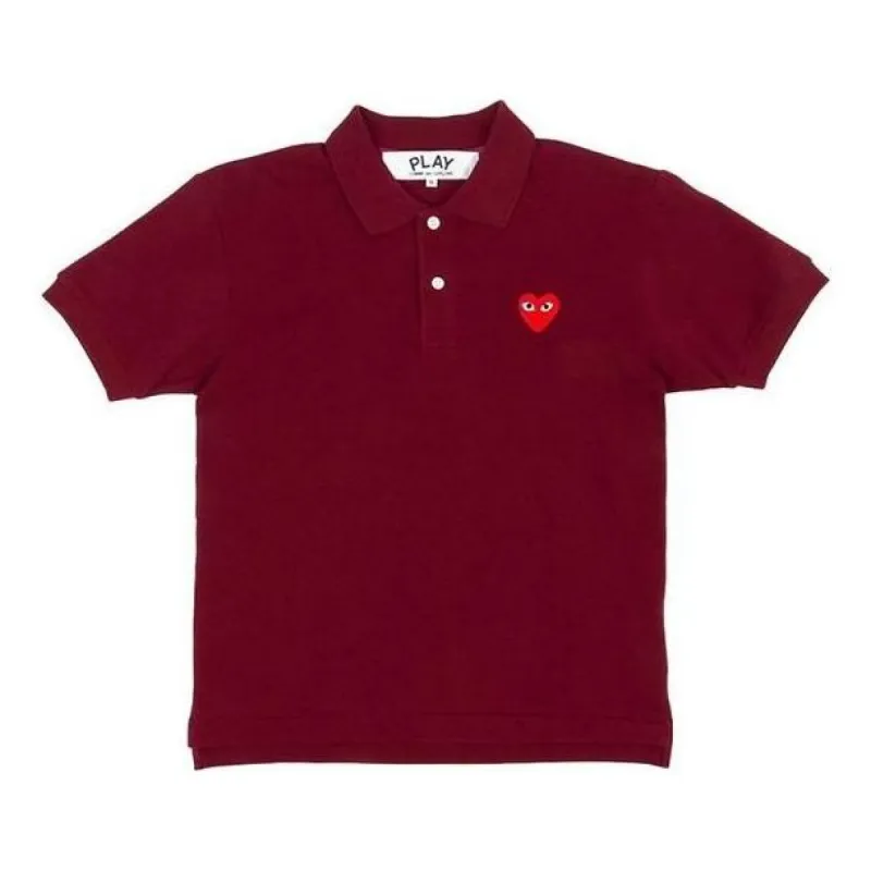 COMME des GARCONS PLAY Polo Red Emblem 'Burgundy' AZ-T006-051-3 sold by KicksCrew