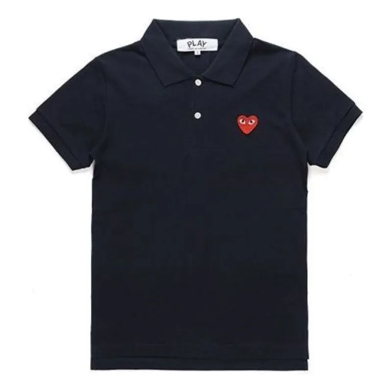 COMME des GARCONS PLAY Polo Red Emblem 'Navy' AZ-T006-051-2 sold by KicksCrew