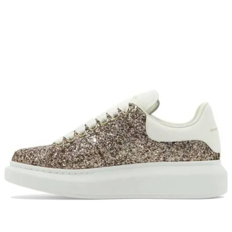 (WMNS) Alexander McQueen Larry Oversized Shoes 'Gold Glitter White' 736296W4VJ12228 sold by KicksCrew