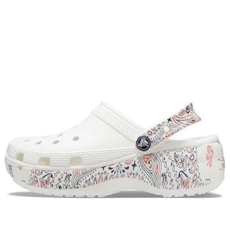 (WMNS) Crocs Classic Platform Americana Paisley Clogs 'White' 207337-94S sold by KicksCrew