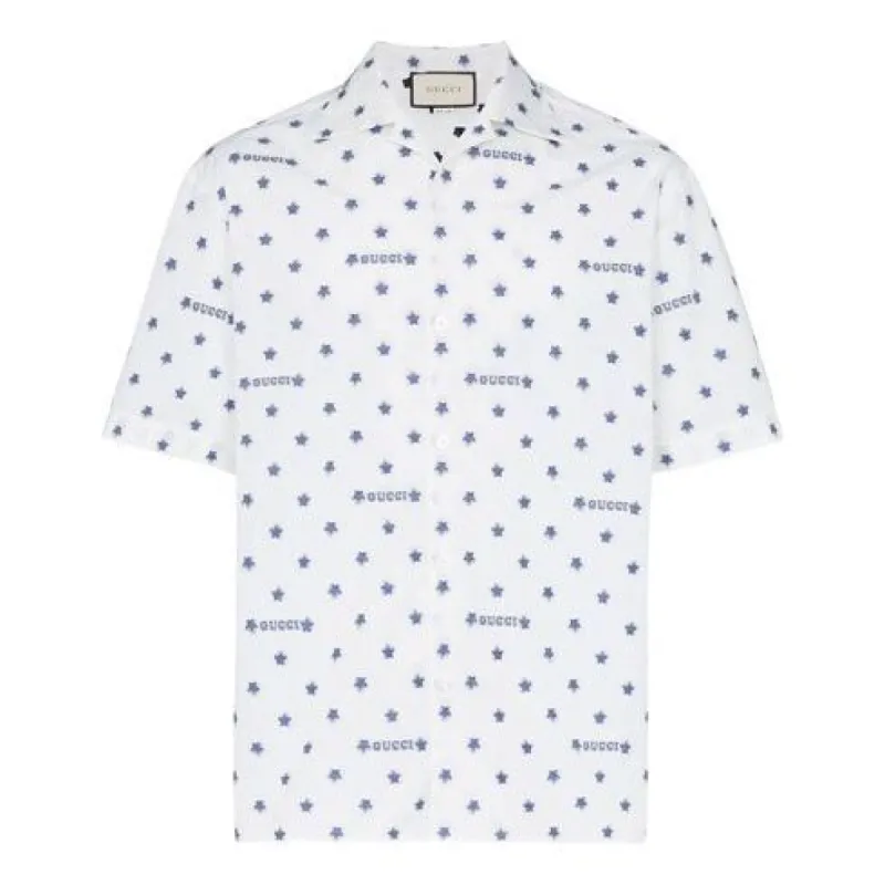 Gucci Star Logo Short Sleeve Button Up Shirt 'White' 546192-ZAADT-9002 sold by KicksCrew