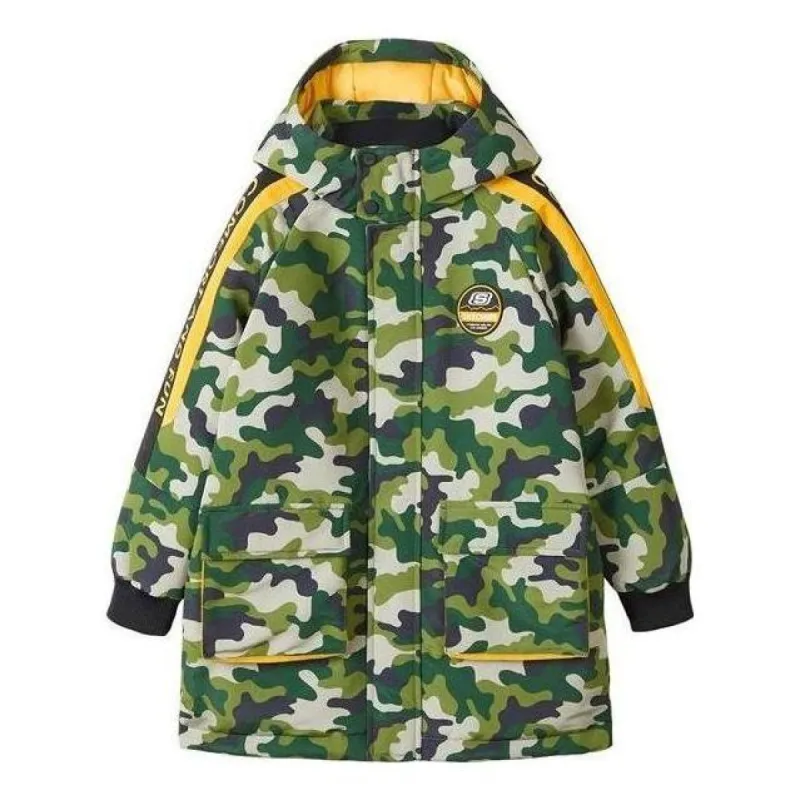 (GS) Skechers Letter Printed Woven Long Down Jacket 'Green Yellow White Black' L421B108 sold by KicksCrew