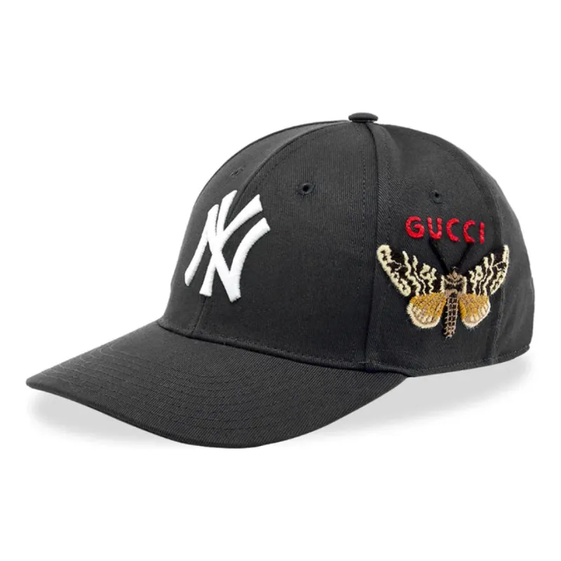 Gucci NY Yankees Embroidered Butterfly Baseball Hat 'Black' 538565-4HE20-1000 sold by KicksCrew