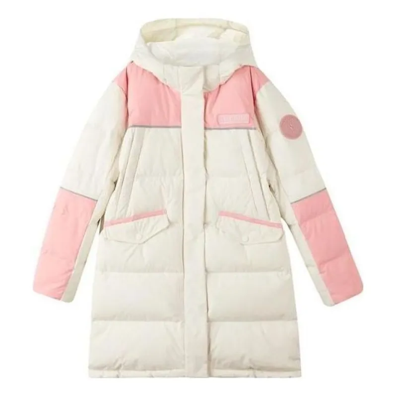 (GS) Skechers Casual Long Down Jacket 'White Pink' L422G058 sold by KicksCrew