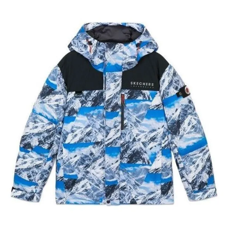 Skechers Hooded Down Jacket 'Blue White Black' L420M047 sold by KicksCrew