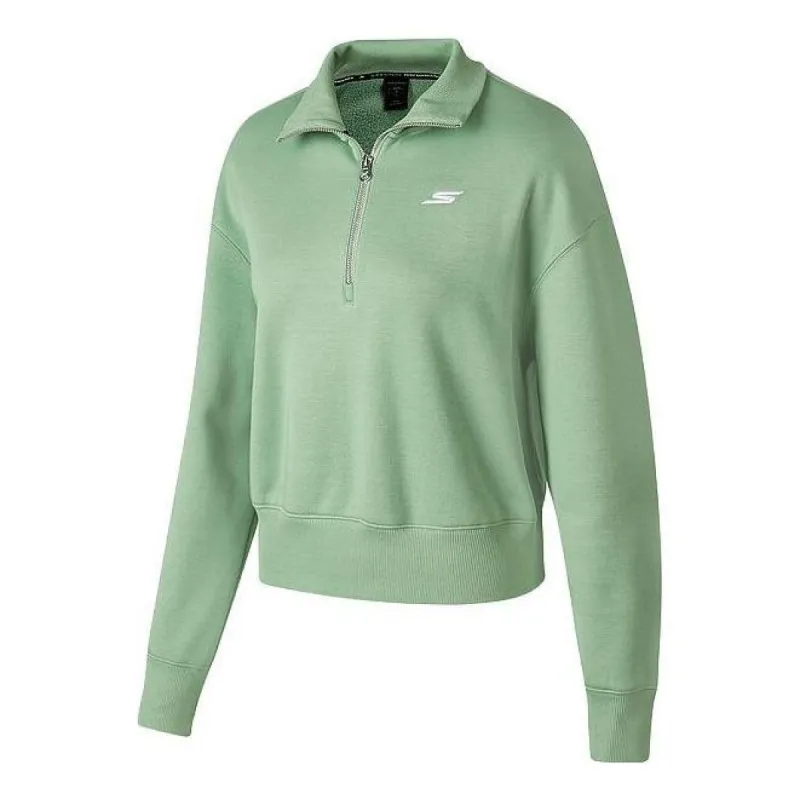 (WMNS) Skechers Logo Printed Crew Sweater 'Green' P423W139-01DP sold by KicksCrew