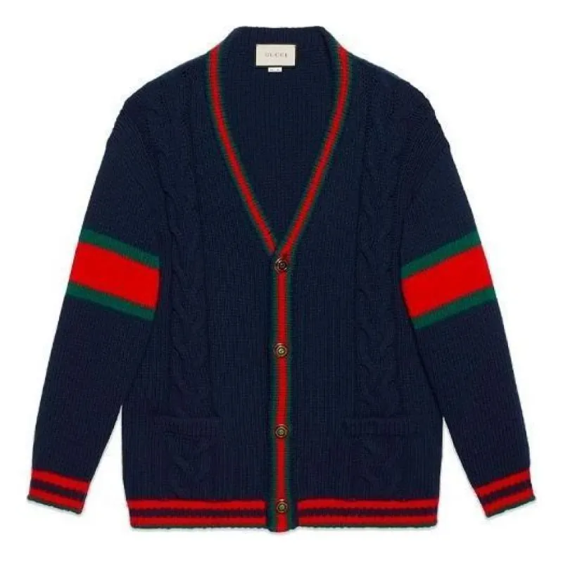 Gucci Oversize Cable Knit Cardigan 'Blue' 497037-X1561-4352 sold by KicksCrew