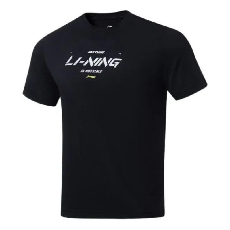 Li-Ning Logo Training T-shirt 'Black' ATST645-1 sold by KicksCrew