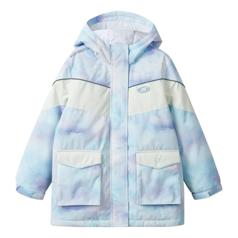(GS) Skechers SKX Hooded Down Jacket 'Blue White' P423G044-03RS sold by KicksCrew