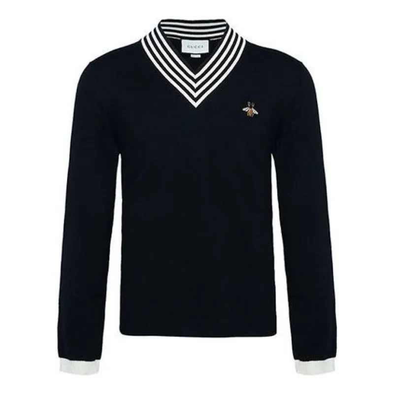 Gucci Bee V-Neck Sweater 'Black' 496442-X9I00-1831 sold by KicksCrew