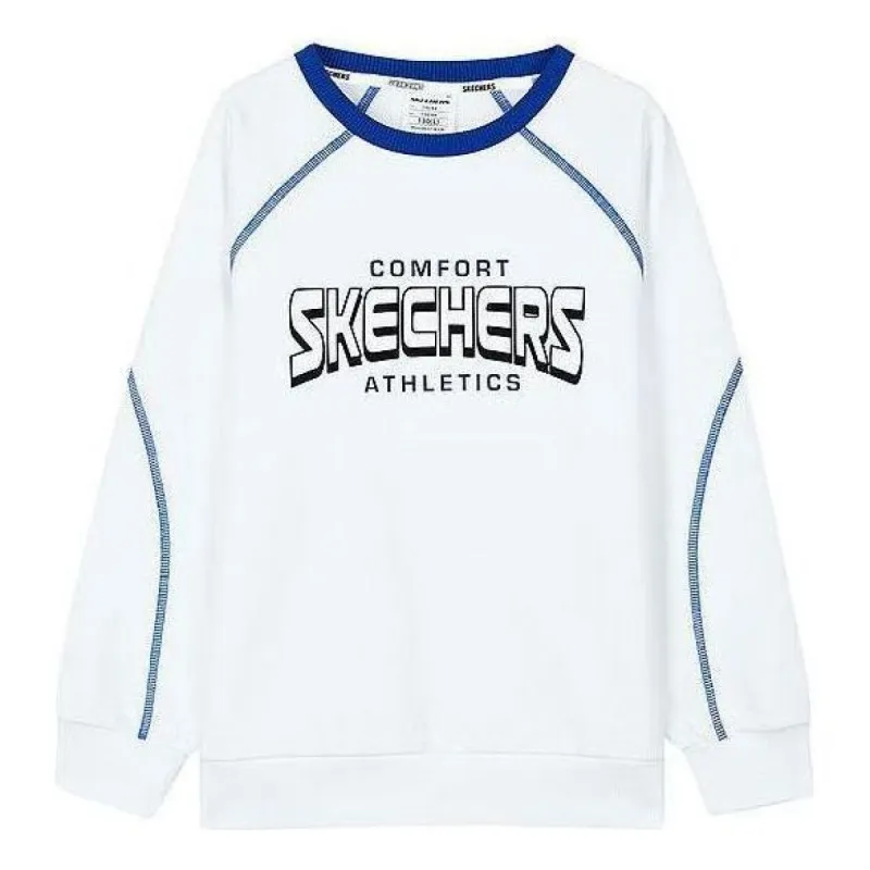 (GS) Skechers Letter Printed Crew Sweater 'White Blue' P423B025-0019 sold by KicksCrew