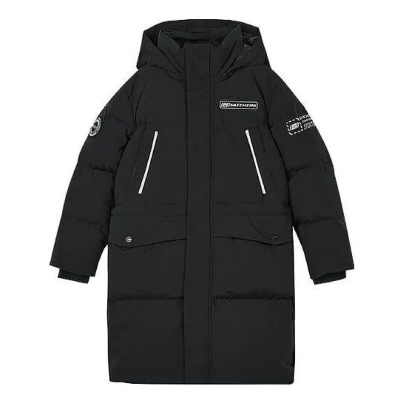 Skechers SKX Casual Long Down Jacket 'Black White' P423B014-0018 sold by KicksCrew