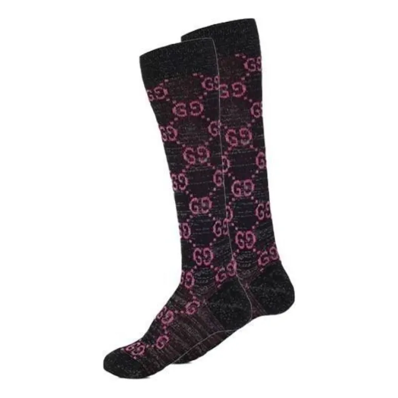 (WMNS) Gucci Cotton Lamé GG Socks 'Black Pink' 476525-3G199-1072 sold by KicksCrew