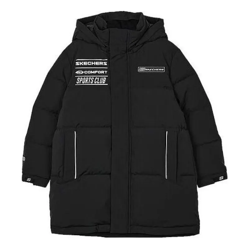 (GS) Skechers Basic Letter Woven Down Jacket 'Black White' P423B012-0018 sold by KicksCrew