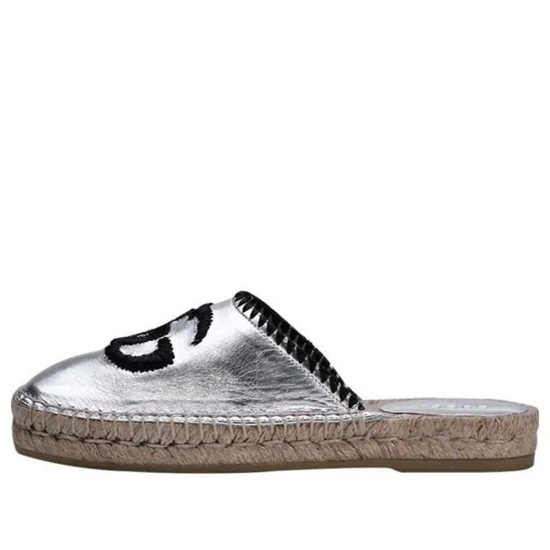 (WMNS) Gucci Embroidered GG Espadrilles 'Silver' 602408-B8B00-8106 sold by KicksCrew