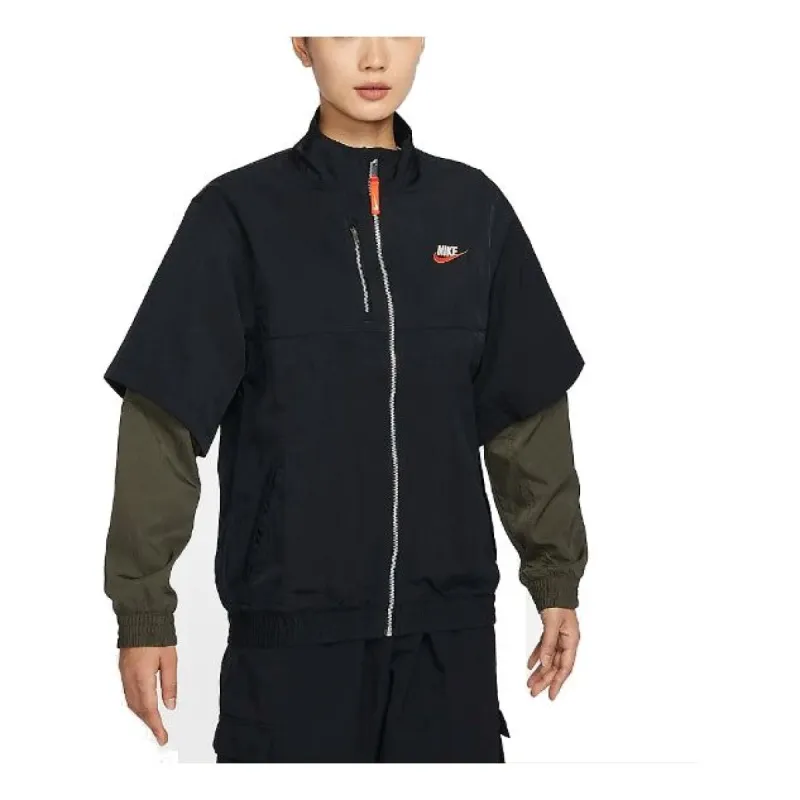 (WMNS) Nike Sportswear City Utility Oversize Jacket 'Black Orange' FB7249-010 sold by KicksCrew